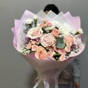 Букет «Нежное признание» из роз и хризантем