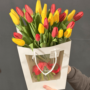Букет "Тюльпаны микс в пакете"