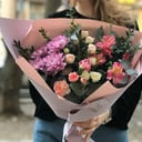 Букет «Вуаль» из роз и хризантем