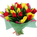 Букет «Красножёлтое настроение» из тюльпанов