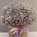 Шляпная коробка с цветами «Радужная гипсофила»