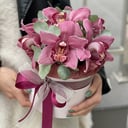 Шляпная коробка с цветами «Коробочка "Монтана"» из орхидей