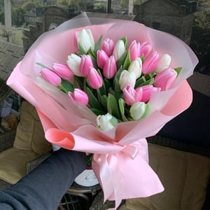 Букет Бело-Розовые тюльпаны