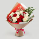 Букет «Я встретил вас» из роз и гипсофил