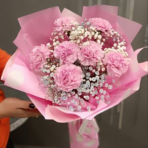 Букет «Розовые диантусы» из гвоздик