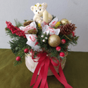 Шляпная коробка с цветами «Новогодняя композиция»