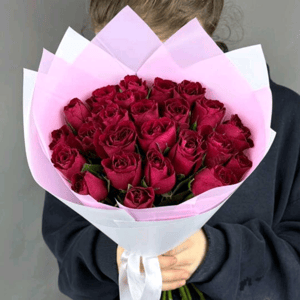 Монобукет из 25 красных кенийских роз