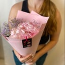 Нежный букет с гортензией и гипсофилой