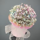 Шляпная коробка с цветами «Цветная гипсофила в коробочке»