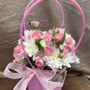 Коробка с цветами «Ласковая моя» из хризантем и альстромерий