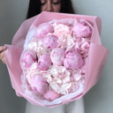 Букет из 5 гортензий и 11 пионов