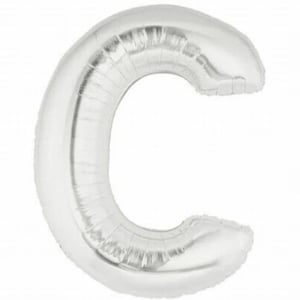 Серебряный фольгированный шар в форме буквы C