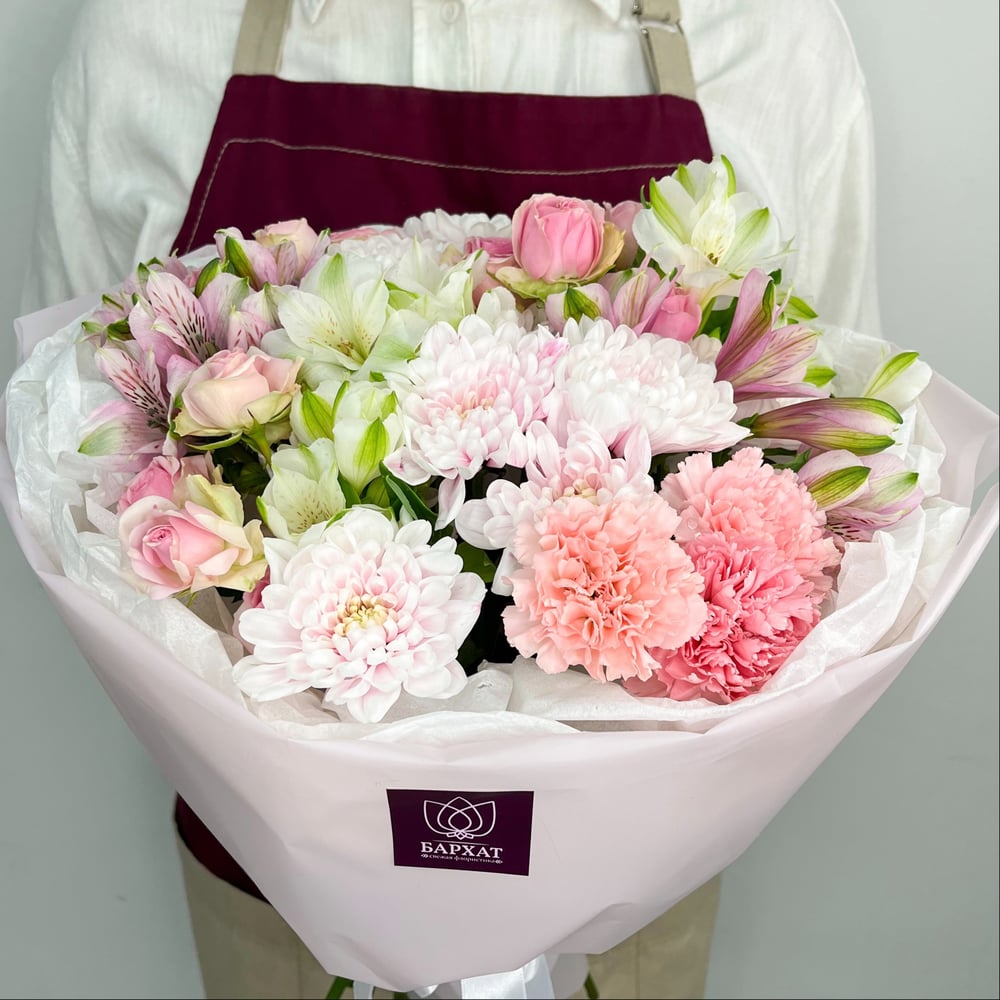 Букет «Цветочная палитра» из роз и хризантем