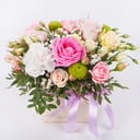 Композиция «Цветочное искусство» из роз и эустом