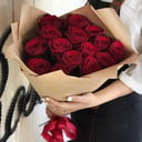 Букет «15 шикарных бордовых роз»