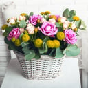 Floral Basket: Roses, Spray Roses and Daisies