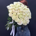 Букет «51 белая высокая роза»