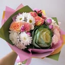 Букет «Мелодия цветов» из хризантем и роз