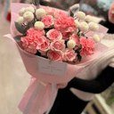 Букет «Мамина любовь» из гвоздик и роз