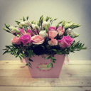 Коробка с цветами «Фламинго» из эустом