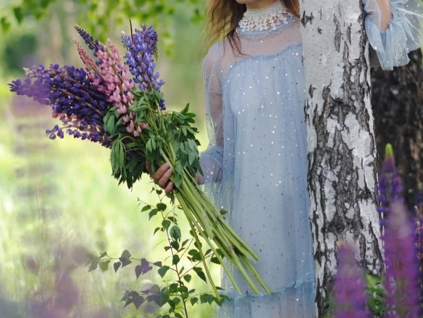 Blue and purple larkspur bouquet
