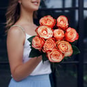 Букет «Персиковая роза Кахала 9 шт»
