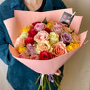 Яркий букет из роз (25 роз Кения)