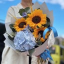 Букет «Гортензия и подсолнухи»