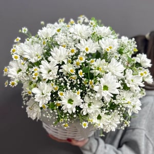 Корзина с цветами «Ромашки и хризантемы, арт.3916»