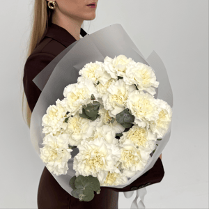 Монобукет из 19 белых диантусов из гвоздик