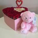 Подарочный набор «51 роза с мишкой "Ты мое сердце"»