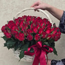 101 красная роза 40см в корзине