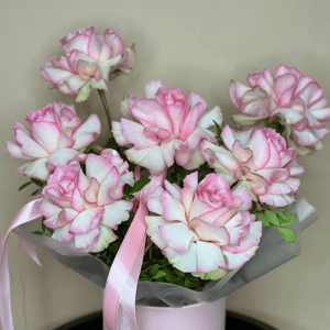 Шляпная коробка с цветами «Нежная Французская роза в коробке»