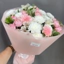 Букет Пронзительность из хризантем и гвоздик