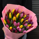 Букет из 51 разноцветного тюльпана