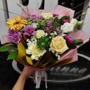 Букет «Сентиментальность» из хризантем и эустом